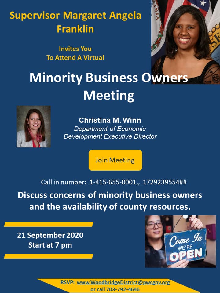 Woodbridge District Supervisor Margaret Franklin to host Minority Business Owners Meeting